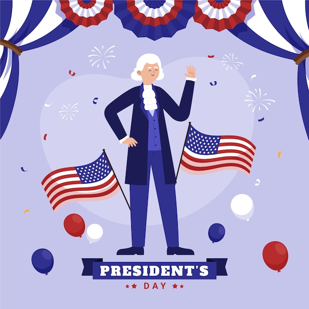 Бесплатное векторное изображение Плоская иллюстрация дня президентов
