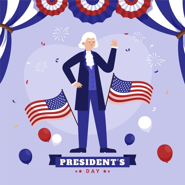 Flat presidents day illustration