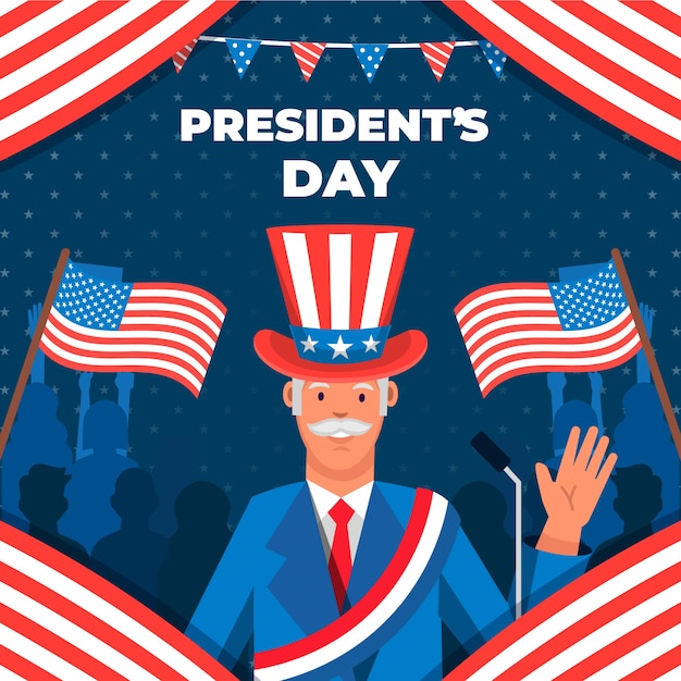 Free vector flat presidents day illustration