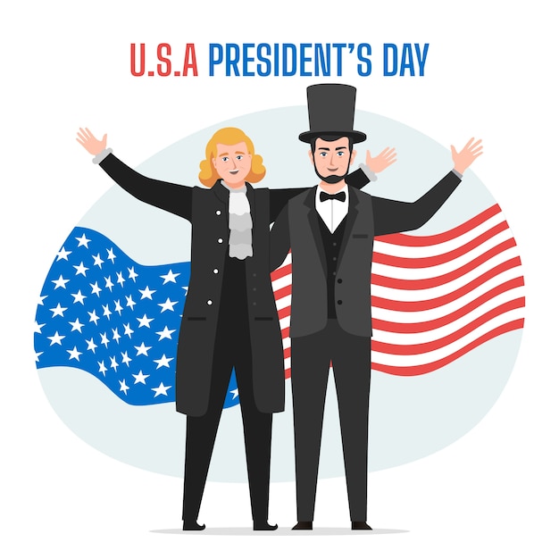 Free vector flat presidents day illustration