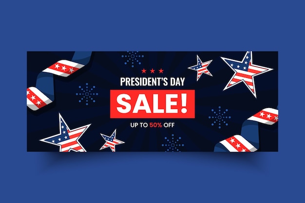 Плоский день президентов распродажа горизонтальный баннер