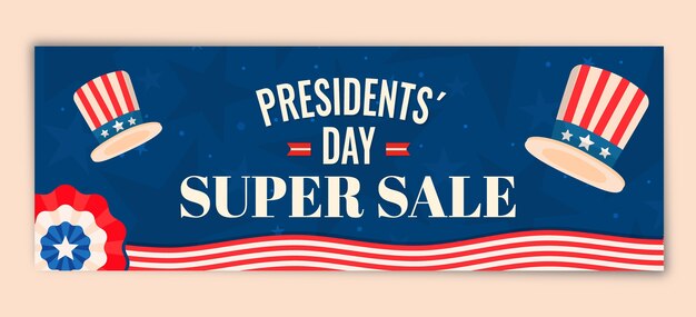 Flat presidents day sale horizontal banner
