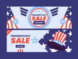 Free vector flat presidents day sale horizontal banners set