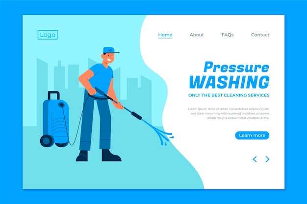 Free vector flat pressure washing landing page template