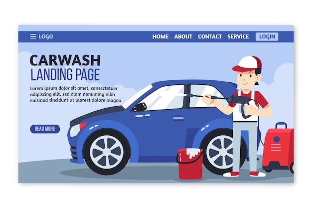 Flat pressure washing landing page template