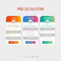 Free vector flat price list collection