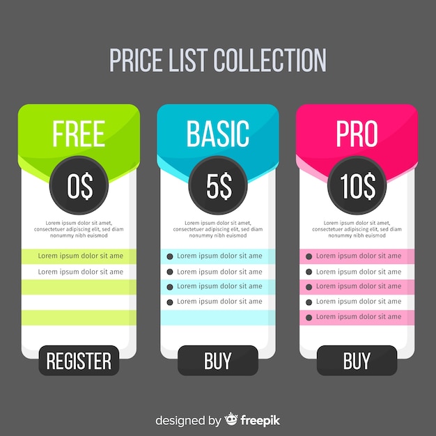 Flat price list collection