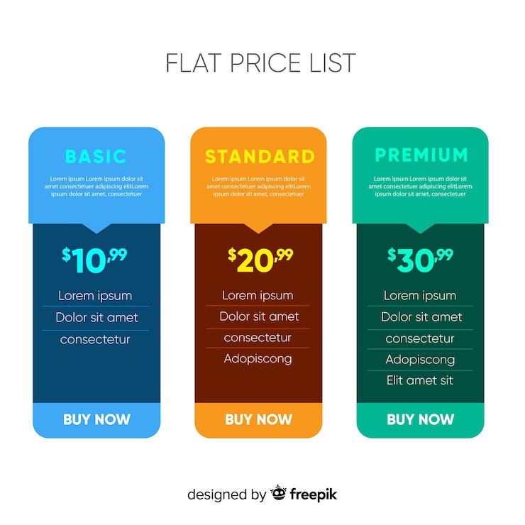 Free Vector flat price list collection