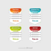 Free vector flat price list collection