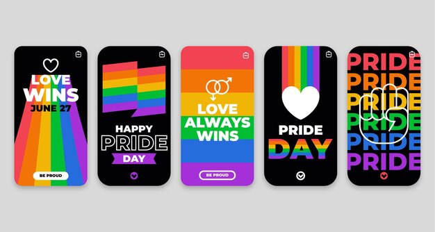 Free Vector Gradient Pride Day Instagram Stories Collection