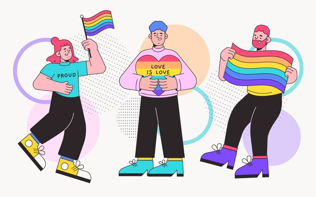 Free vector flat pride day people collection