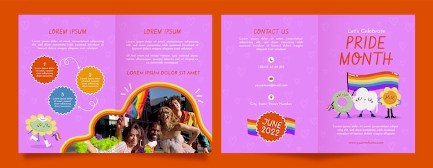 Free vector flat pride month brochure template