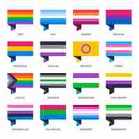 Free vector flat pride month flags collection