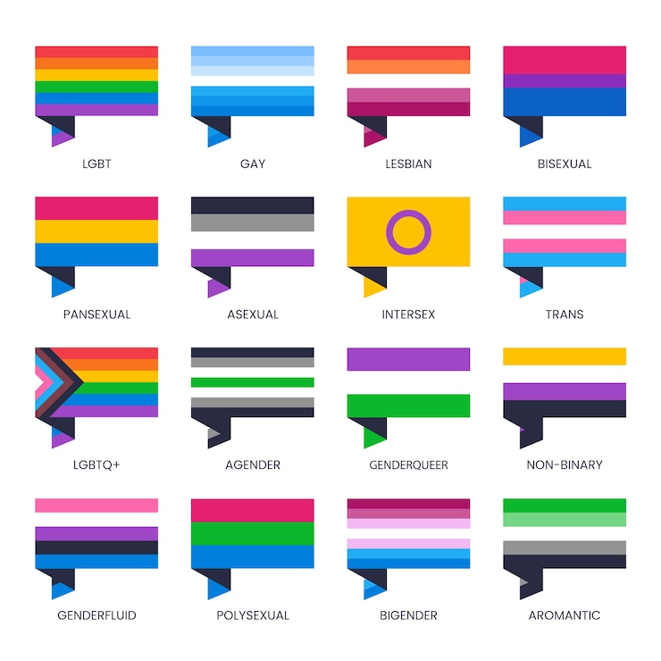 Free Vector flat pride month flags collection
