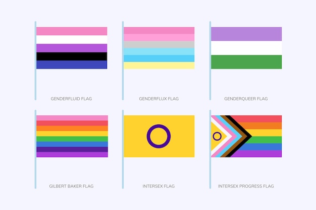 Free vector flat pride month flags collection