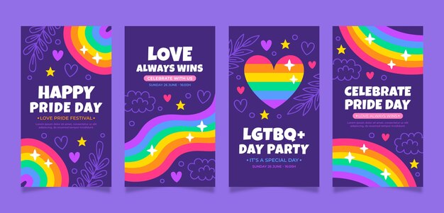 flat pride month instagram stories collection