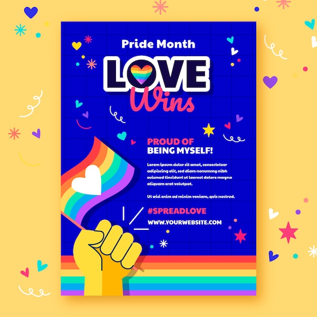 Free vector flat pride month invitation template