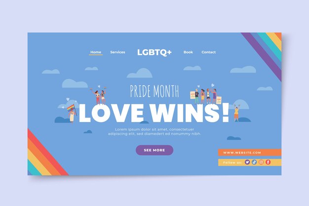 Flat pride month landing page template