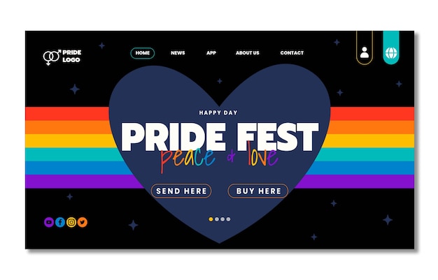 Flat pride month landing page template