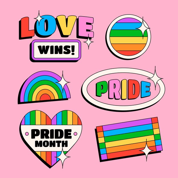 Flat pride month lgbt elements collection