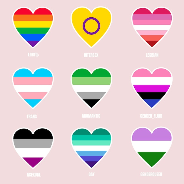 Flat pride month lgbt flags collection