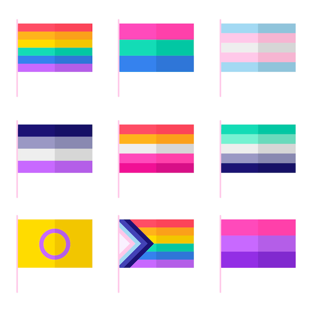 Free vector flat pride month lgbt flags collection