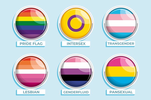 Flat pride month lgbt flags collection