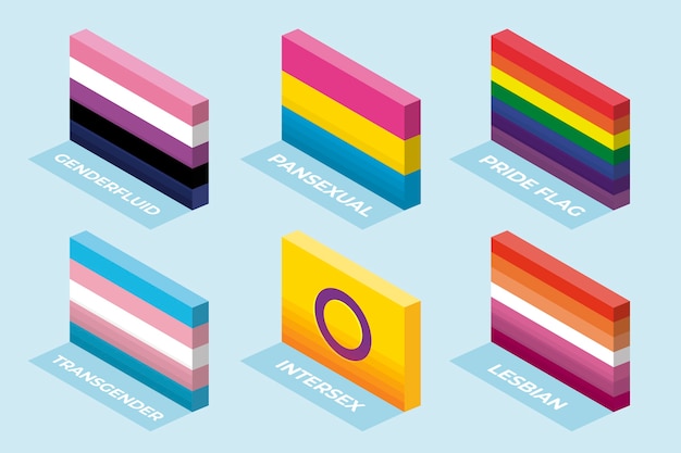 Free vector flat pride month lgbt flags collection