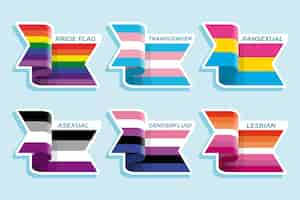 Free vector flat pride month lgbt flags collection