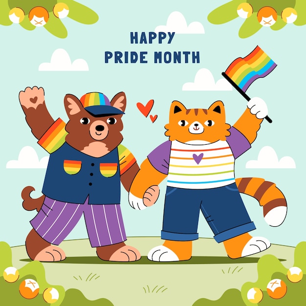 Flat pride month lgbt illustration