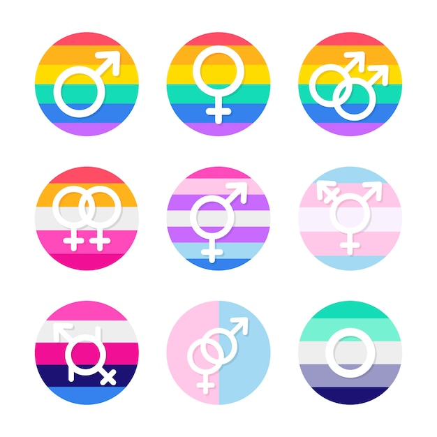 Free vector flat pride month lgbt symbols collection