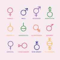 Free vector flat pride month lgbt symbols collection