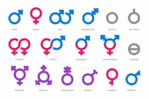 Free vector flat pride month lgbt symbols collection