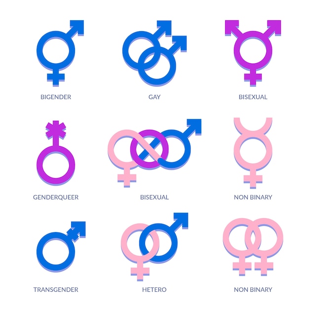 Free vector flat pride month lgbt symbols collection