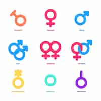 Free vector flat pride month lgbt symbols collection