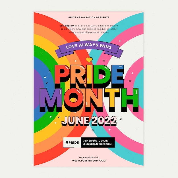 Free vector flat pride month lgbt vertical flyer template