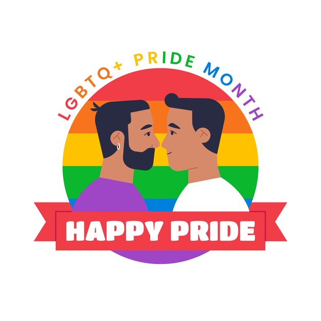 Flat pride month logo template