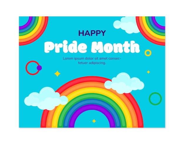 Free vector flat pride month photocall template with rainbow