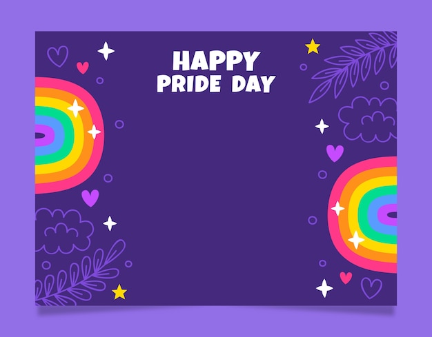 Flat pride month photocall template