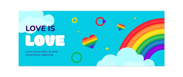 Flat pride month social media cover template with rainbow