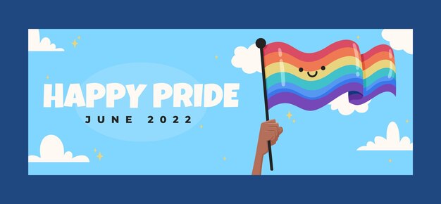 Flat pride month social media cover template