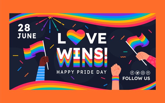 Flat pride month social media post template