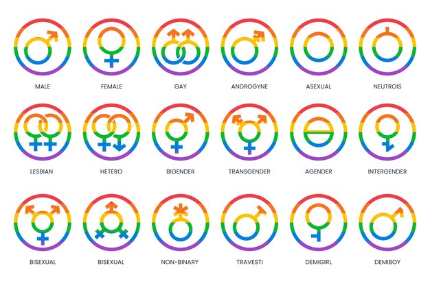 Flat pride month symbols collection