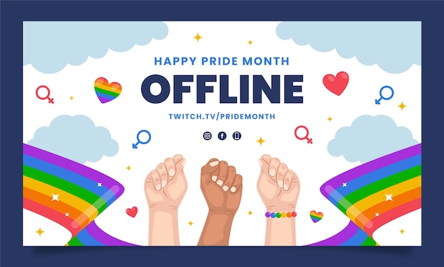 Flat pride month twitch background