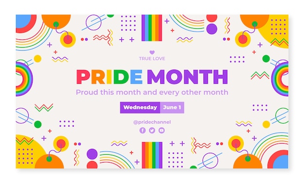 Free vector flat pride month twitch background