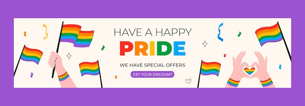 Free vector flat pride month twitch banner