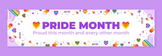 Free vector flat pride month twitch banner