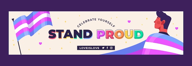 Free vector flat pride month twitch banner