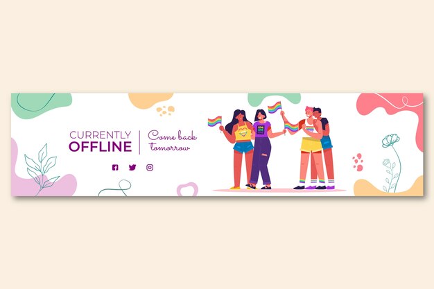 Flat pride month twitch banner