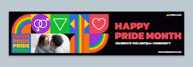 Flat pride month twitch banner